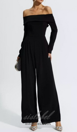 DOMINIC OFF-THE-SHOULDER CREPE JUMPSUIT IN BLACK