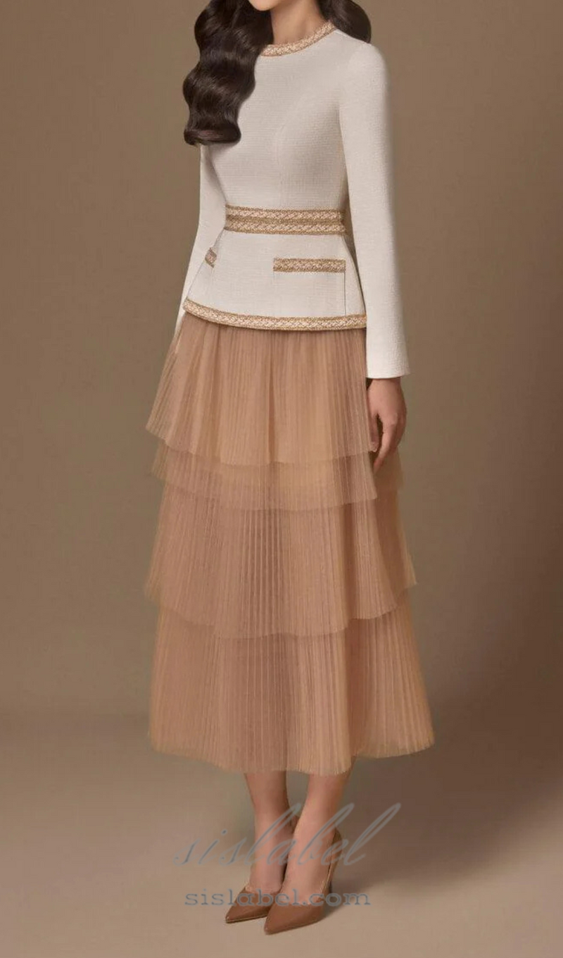 Kaity Layered Skirt set in beige