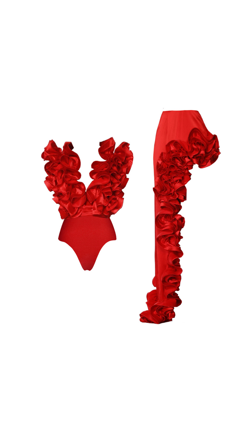 ENSEMBLE DE MAILLOT DE BAIN UNE PIÈCE FLEUR 3D 