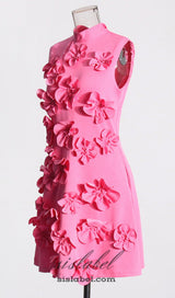 CANDICE FLORAL APPLIQUÉ MINI DRESS IN PINK