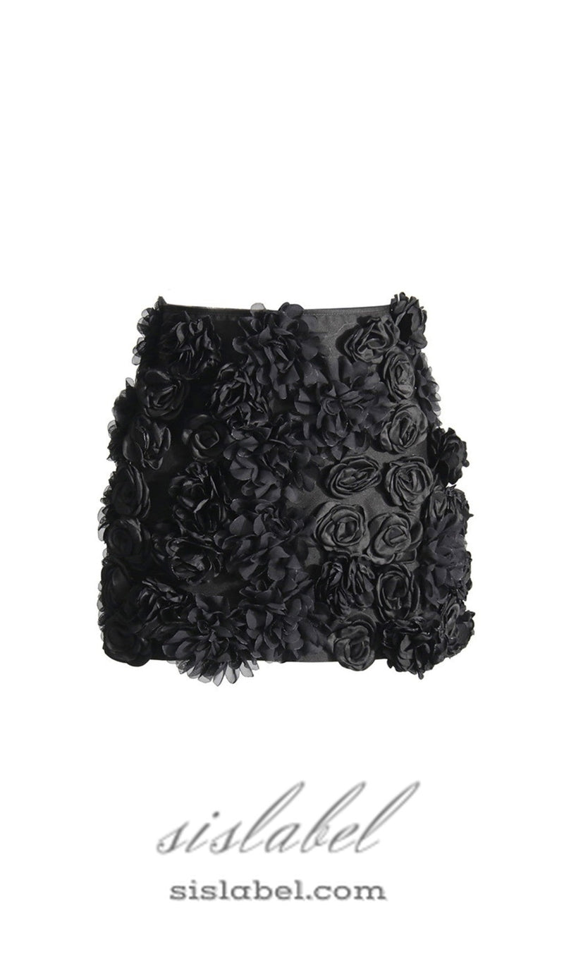 ANCHALEE BLACK FLOWER MINI SKIRT