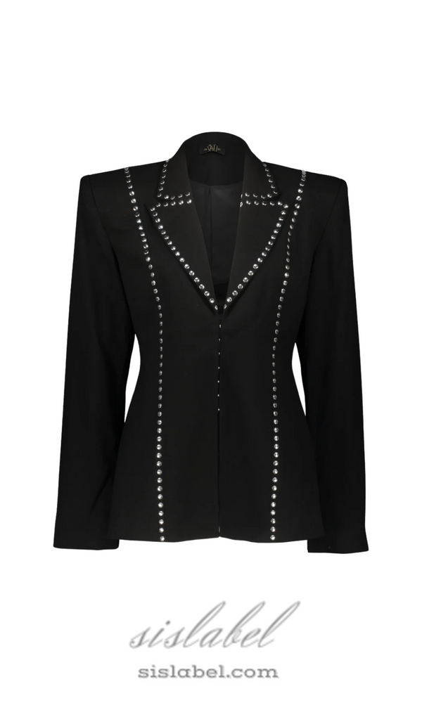 DEBORAH BLACK SCARF-DETAILED WOOL CREPE BLAZER SET