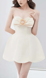 BOW DECORATIVE BANDEAU DRESS SET IN CHAMPAGNE