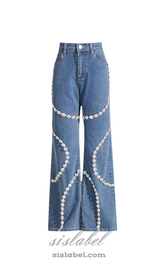 Rabia Rhinestone Jeans in blue