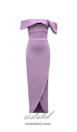 AFRA OFF SHOULDER BODYCON MAXI DRESS IN PURPLE