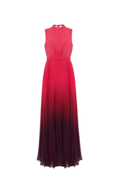 ombre pleated draped maxi dress