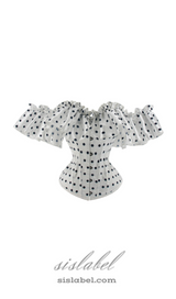 SUZANNE GRAY POLKA DOT OFF-SHOULDER CORSET