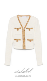 cream lurex knit cardigan