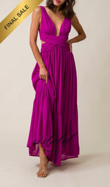 CUT OUT MAIX DRESS IN PURPLISH RED