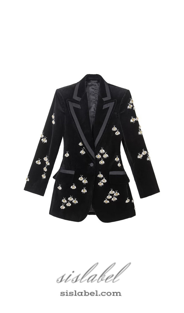 SIBYL BLACK BEE DIAMOND BLAZER MINI DRESS