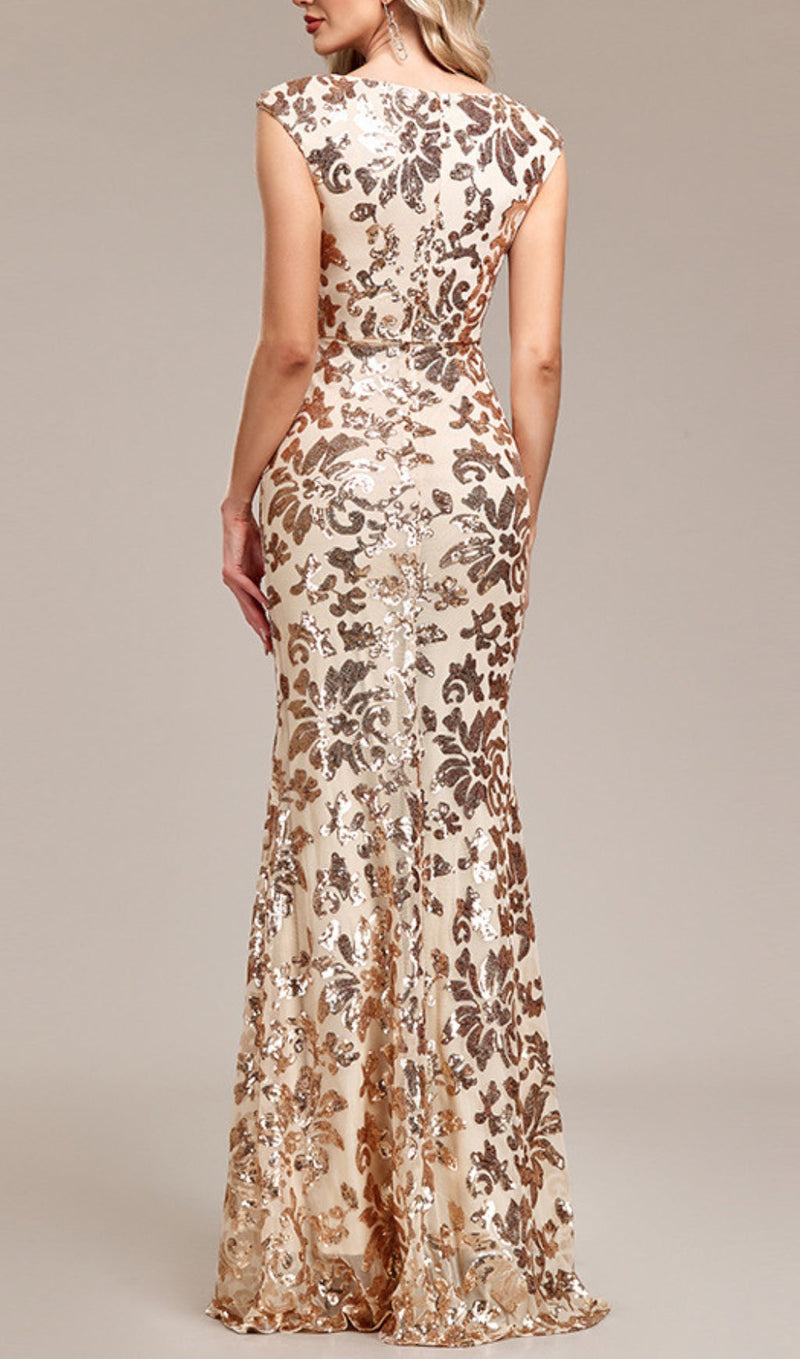 ARZILLA SEQUIN GOWN IN GOLD