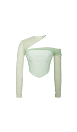 MIAH MINT STRETCH MESH SLEEVE CORSET TOP