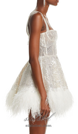 STACEY WHITE BEADED BUSTIER MINI DRESS