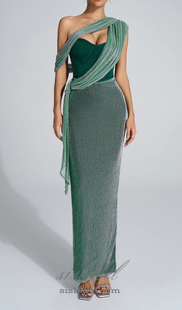 Emerald Green Halter Strap Maxi Dress