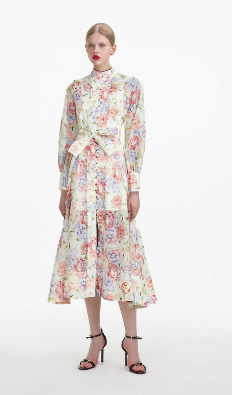 Éliane floral-print flared midi dress