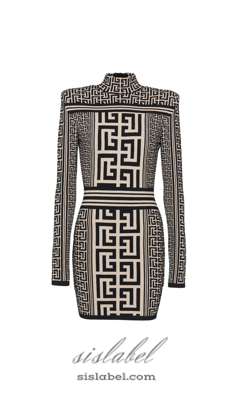 ELIZABETH MONOGRAM JACQUARD KNITTED MINI DRESS