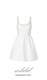 DOROTHY WHITE TAFFETA DIAMANTE MINI DRESS