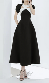 Andrea cut out a-line midi dress in black