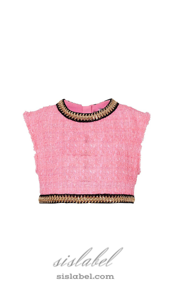 EMBROIDERED CROPPED TOP IN PINK