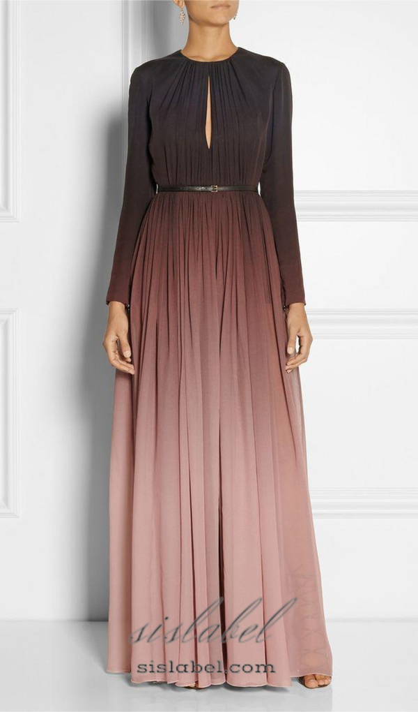 ELLEN GRADIENT COLOR RUNCHED MAXI DRES