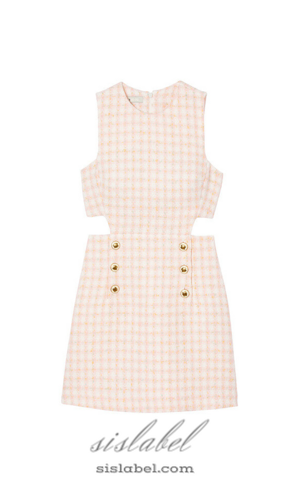 Sleeveless Cutout Pinafore mini Dress in light pink