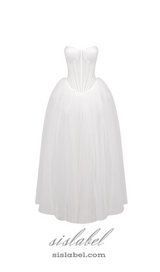 ODILE STRAPLESS GOWN IN WHITE