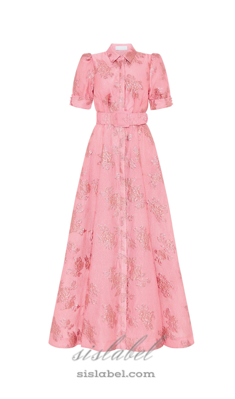 Annette floral embellished Button Gown in pink