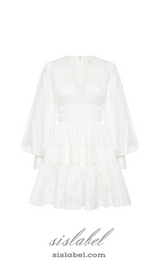 VALERIE FALLINGWATER RUCHED MINI DRESS IN WHITE