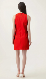 Ronnie red sleeveless bow mini dress