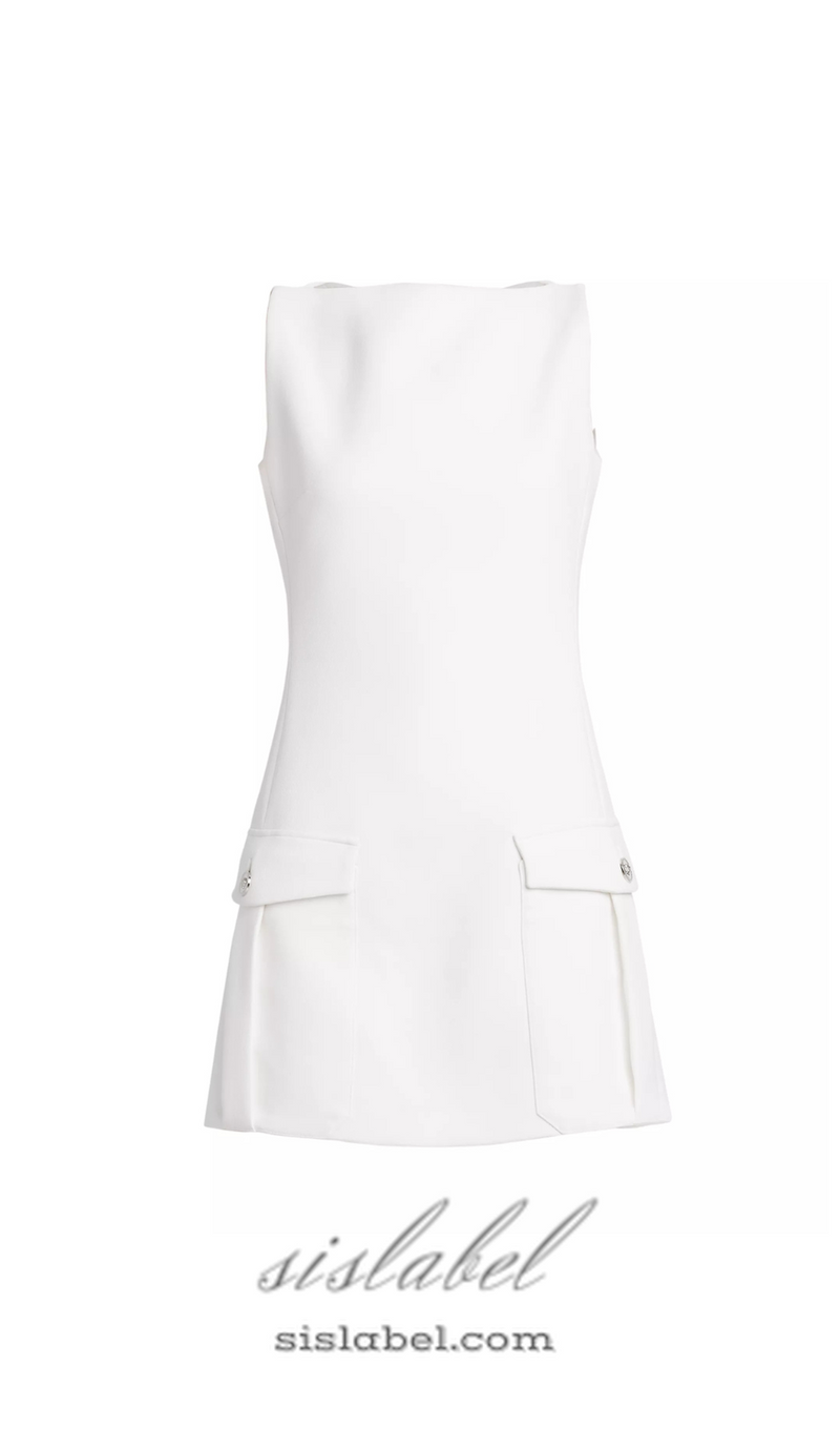 Stretch Crepe Strapless Mini dress in white