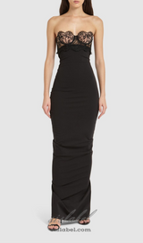 GWENDOLYN STRETCH JERSEY STRAPLESS MAXI DRESS IN BLACK