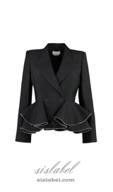 JAMIE ZIPPED PEPLUM DOUBLE-BREASTED BLAZER SET