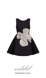 GUSTAVE BLACK MINI DRESS WITH APPLIQUÉ