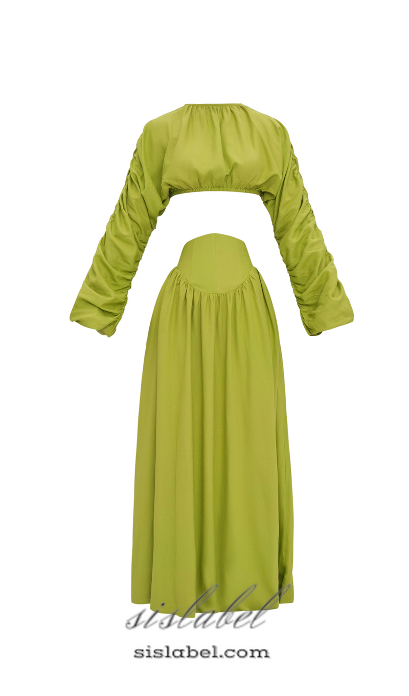 SHEILA CORP TOP CORSET SKIRT SET IN LIME