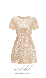 sequin embellished mini dress in gold