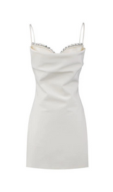 MINI-ROBE CAMISOLE CRISTAL EN BLANC