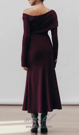 Aria Draped maxi Dress in burgundy