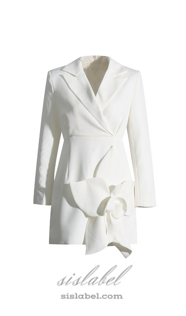 Forina Flower Blazer Dress in white