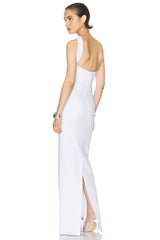 CUTOUT HALTER BACKLESS DRESS IN WHITE