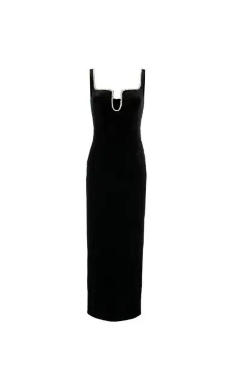 ROBE MIDI EN VELOURS NOIR 