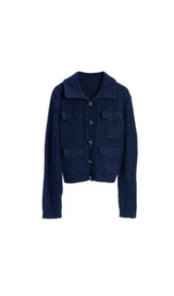 CARDIGAN COL EN MAILLE MARINE 