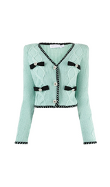 CARDIGAN EN MAILLE TORSÉE MENTHE 