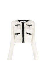 CREAM TEXTURED KNIT CARDIGAN