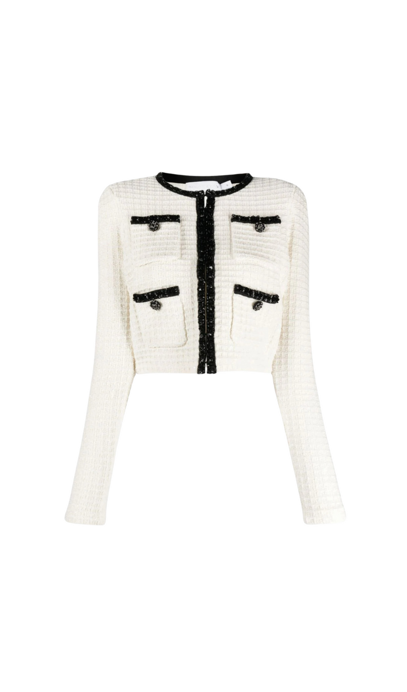 CREAM TEXTURED KNIT CARDIGAN