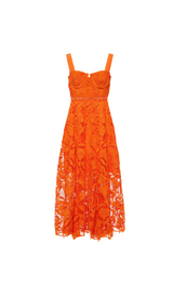 ORANGE LACE MIDI DRESS