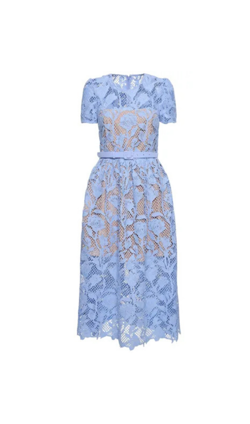 ROBE MIDI EN DENTELLE LILY BLEU 