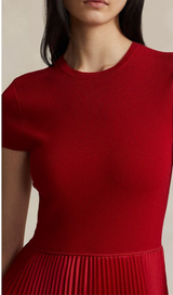 ROBE MIDI PLISSÉE ROUGE 