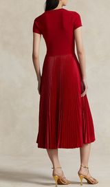 ROTES PLISSIERTES MIDIKLEID 