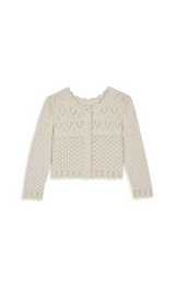 CARDIGAN COURT EN COTON EN MAILLE OUVERTE 