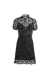 HIGH COLLAR LACE MINI DRESS